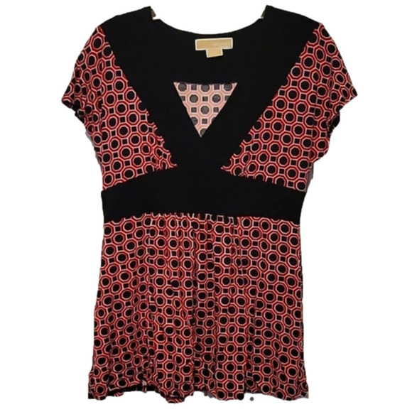MICHAEL Michael Kors Tops - Michael Kors Geometric Maroon Black Top Small Petite